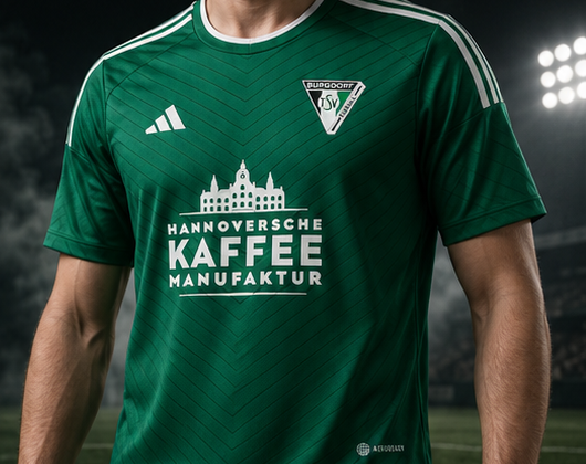 Grünes TSV-Burgdorf-Trikot mit Hannoverscher Kaffeemanufaktur