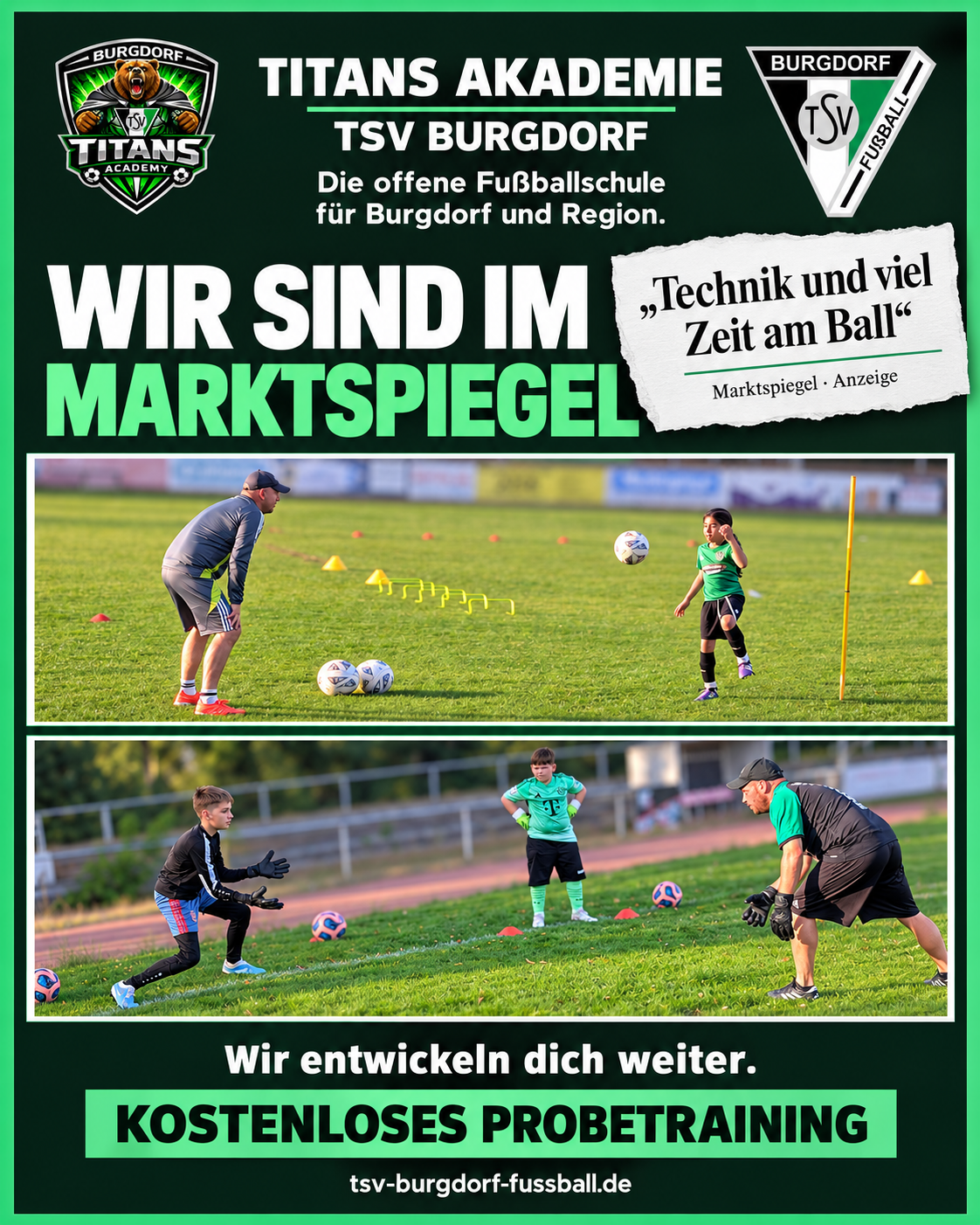 Titans Akademie im Marktspiegel – Technik und viel Zeit am Ball