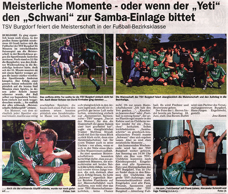 TSV Burgdorf Aufstieg 2002